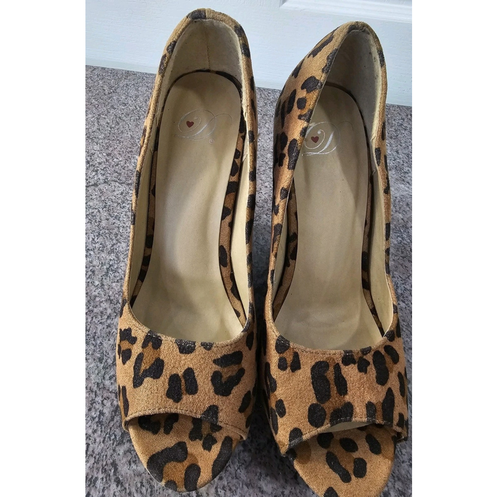 Leopard women wedges Open Toe Shoes Size 5 - Picture 3 of 10